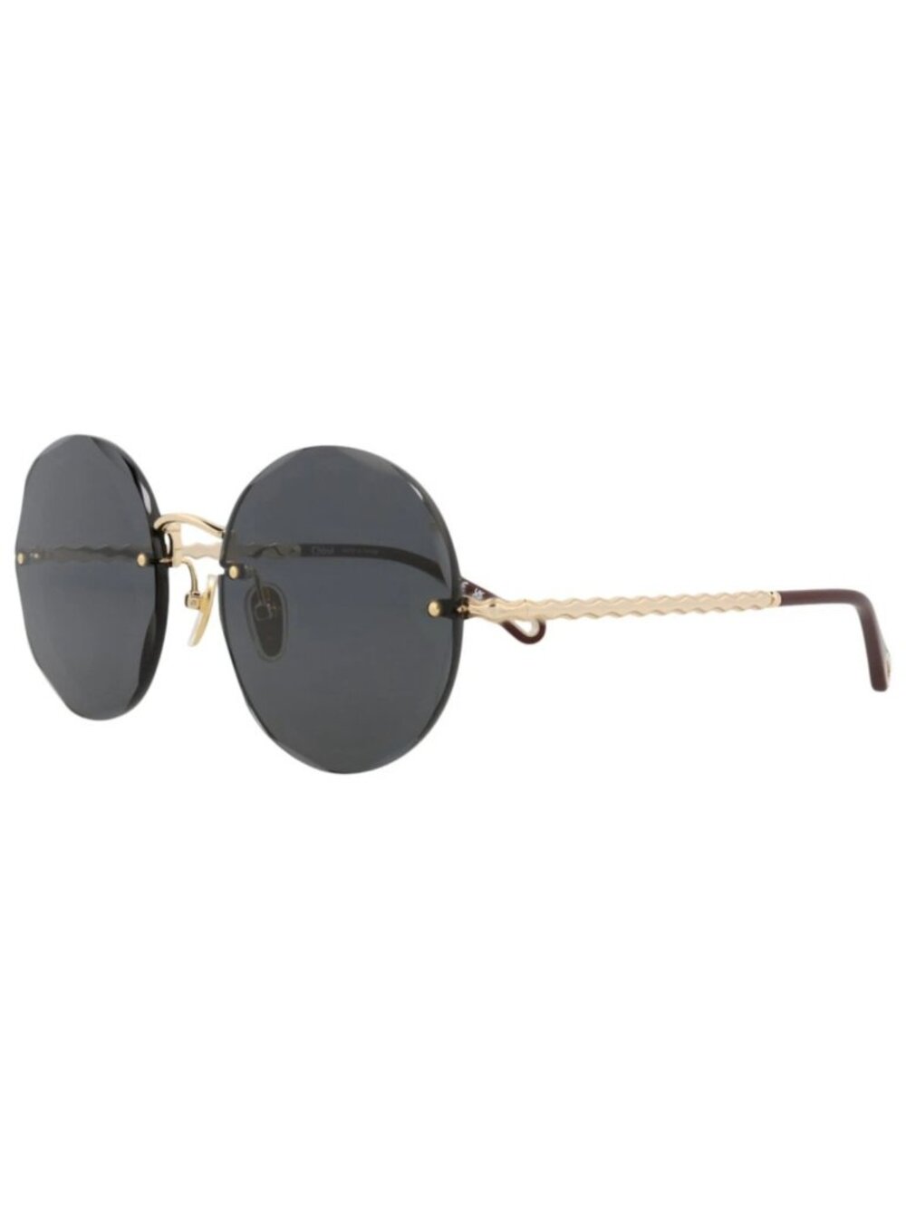 New Chloé Women's Sunglasses Round Oval Metal Frame Gold Gold Grey